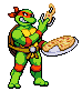 Raph Eating Pizza Sprite from Shredder's Revenge of Raphael with pizza