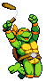 Sprite from Shredder's Revenge of Michelangelo jumping happily